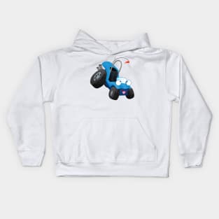 Cute happy blue dune buggy cartoon Kids Hoodie